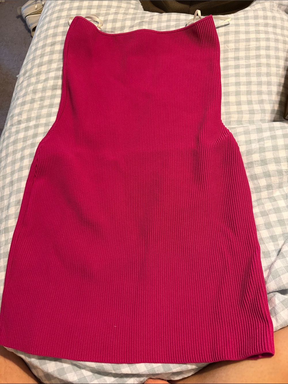 Babaton Fuchsia Ribbed Mini Dress